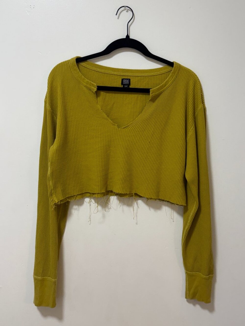 BDG Yellow Cropped Waffle Knit
